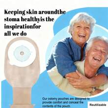 10 Bolsa Drenaje Ostomia 15-76mm Recortable Bolsa de Colostomia Con 2 Clips y 1 Regla - 10 Piezas - Ver 2