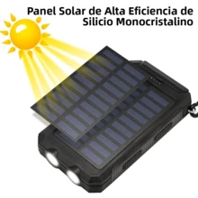 Batería solar portátil de 20000 mAh para iPhone: dos salidas USB de 5 V, dos linternas LED, brújula integrada, resistente al agua, ideal para acampar y hacer senderismo - Multicolor - Ver 6