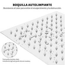 Regadera tipo lluvia cuadrada de acero inoxidable con brazo cromado de 40 cm ideal para baño moderno elegante y experiencia de ducha relajante - Plateado - Ver 7