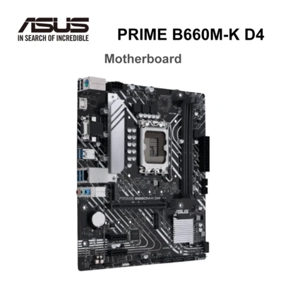  Płyta główna ASUS PRIME B660M-K D4, gniazdo Intel LGA 1700, PCIe 4.0, pamięć DDR4, ulepszone rozwiązanie zasilania, sterowanie oświetleniem, wydajne chłodzenie