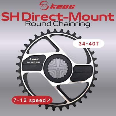 Vòng xích KEOS MTB 34T/36T/38T/40T cho bộ trục khuỷu gắn trực tiếp SH 12 tốc độ M9200 M9220 M6100 M7100 M8100 cho xích 7-12 tốc độ CNC hợp kim nhôm rỗng nhẹ