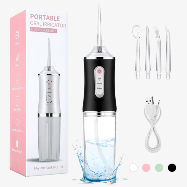 Electric Water Flosser Set(Added Painting And Electroplating Process), Cordless Oral Irrigator, 4 Jet Tips, 360 Degree Rotatable Nozzle, For Men And Women Daily Teeth Care And Gum Cleaning, Ideal For Holiday Gifts