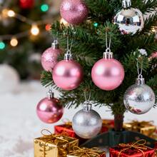 48/24Pcs Christmas Ball Ornaments, Classic Christmas Ornament Set, .18" Christmas Ball, Suitable For Christmas Tree,Plastic Christmas Ball Ornaments,Christmas Tree Decoration,Holiday Decoration Pendant Christmas Decorations Home Christmas Gifts Christmas Decor