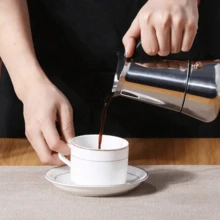 1pc Italian Espresso Coffee Maker, Stainless Steel Stove Top Coffee Pot, 100-300ml, Home Moka Pot, Suitable For Kitchen And Camping. Manual-Operated Back-To-School Coffee Pot, Perfect As A Christmas Gift For Home Or Restaurant Use; Also Suitable As Christmas Gift, Halloween Gift, Back-To-School Gift, Or Teacher's Day Gift.
