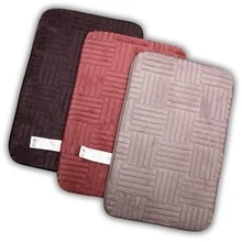 Tapete Macio Confortável Poliéster Banheiro Quarto Sala Relevo Geométrico Decorativo 40x60cm - Multicolorido - Visão 2