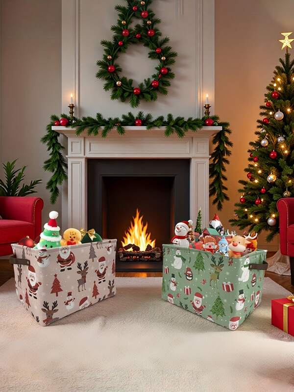 1pc Valentine's Day-Themed Fabric Storage Basket, Durable Canvas Organizer With Festive Patterns, Foldable Storage Box For Toys, Items, Clothes & Parts - Perfect For Living, Shelf Baskets, Valentine's Day Home Decor &Valentine's Day Gift