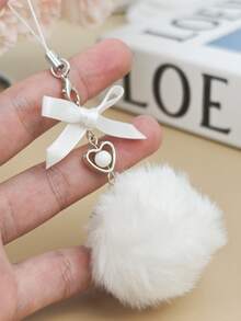 1pc Plush Keychain, Soft Plush Ball Keychain, Bow Keychain, Soft And Comfortable, Durable, Multi-Functional Mobile Phone Accessories.