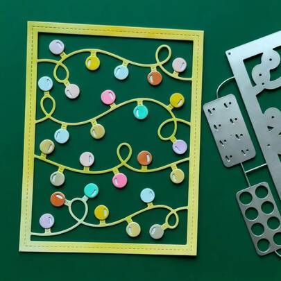 1PC Christmas Lights Metal Cutting Dies, Silver Embossing Stencils For Scrapbooking, Card Making, DIY Craft, Photo Album Decorative Paper Die Cuts Template Mould