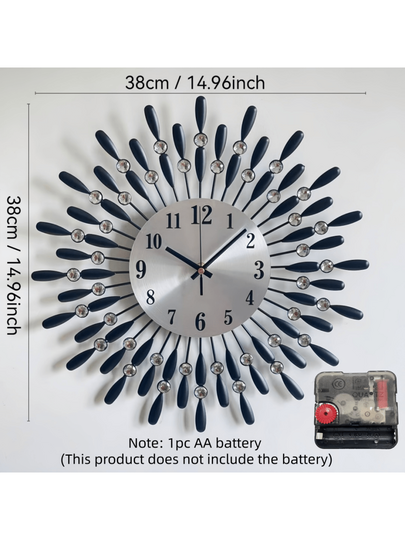 1pc 14.96 Inch Moderne Metal Wand Klok Living Room, Kitchen, Dining Bedroom, Office Non Ticking Easy To Read Silently,Home ,Room Birthday Graduation Bedroom Dormitory Back School view 3