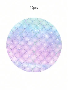 10pcs/20pcs/50pcs/80pcs Mermaid Theme Party Paper Plates & Tableware, Suitable For Princess Baby Shower, Under The Sea Mermaid Birthday Party Decorations, Ocean Theme Tableware (Plates, Cups, Napkins) - Multicolor - View 16