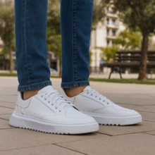 Modern Men's Tennis Shoes With High Sole, Comfortable, Stylish, Soft, And Elegant, Black. - 白色 - 查看 1