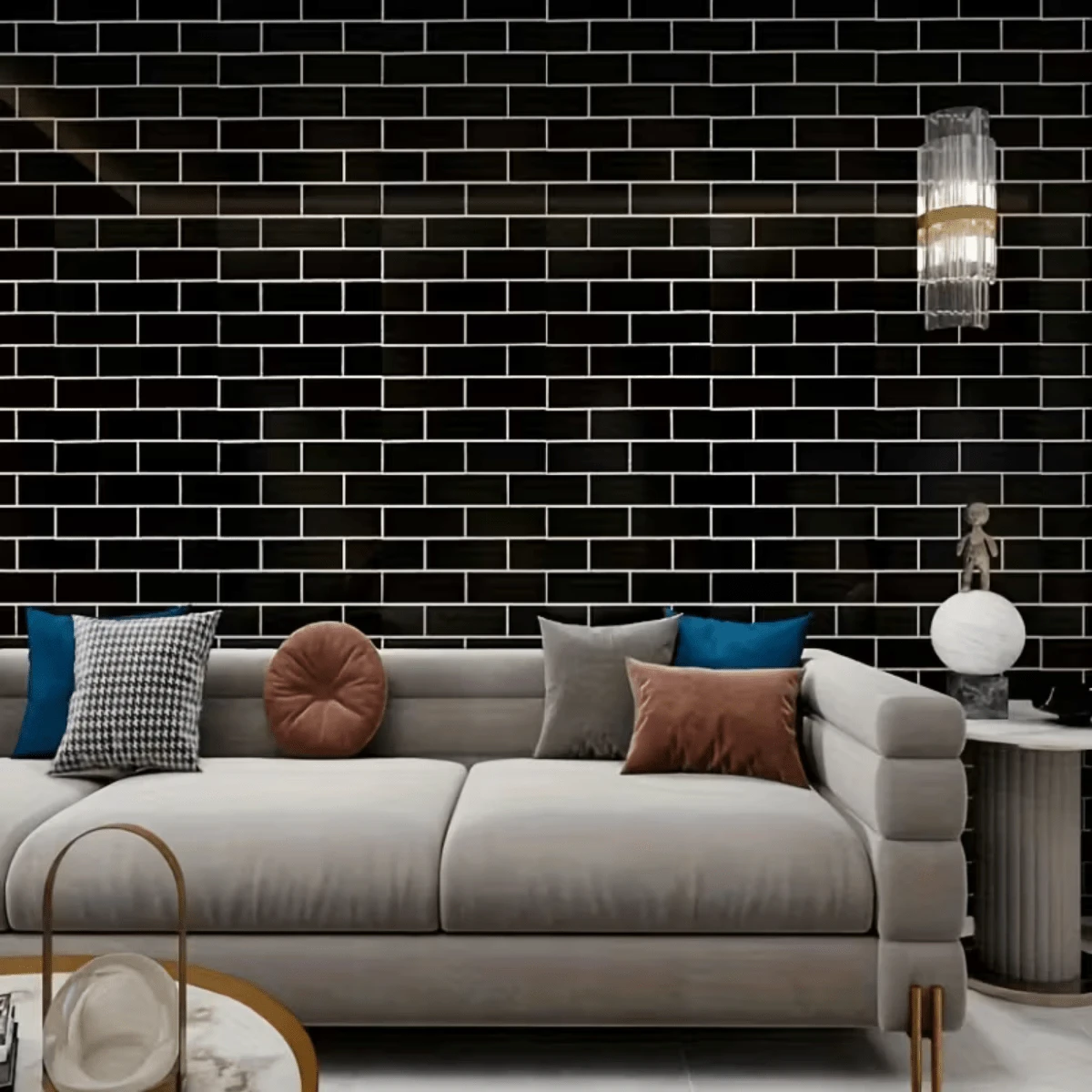 1卷自粘防水黑白格子乙烯基壁纸，带有简单的网格图案，可撕贴，耐油，易于清洁的PVC墙贴，适用于装饰客厅、厨房、卧室、家庭办公室和宿舍的家具。