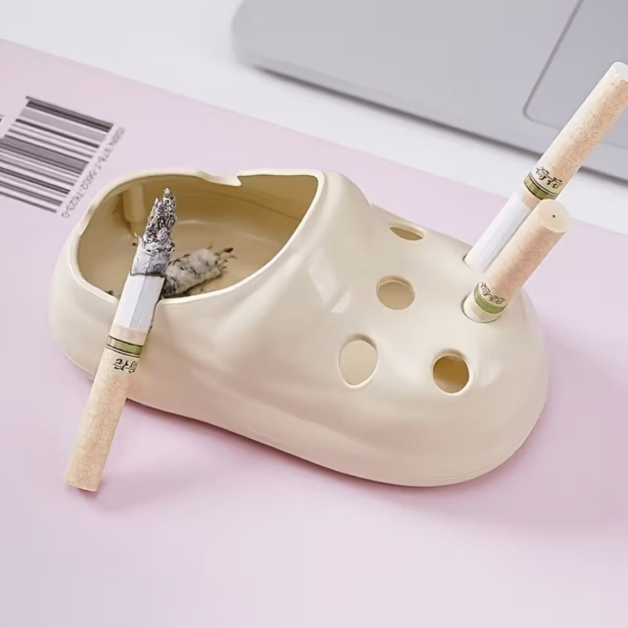 Cenicero con diseño de zuecos huecos lindos, resistente al calor, accesorio de decoración para el hogar/oficina/hotel