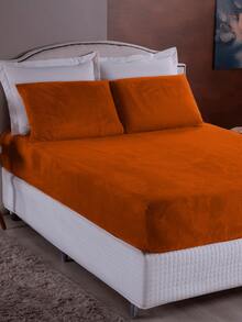 Plush Soft Blanket 3-Piece Sheet Set King Size/Queen Size/Standard Double/Single - With Elastic - 紅陶 - 查看 1