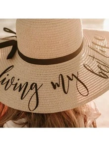 1pc Customized Embroidered Breathable Sun Hat/Visor Hat, Suitable For Outdoor Activities, Fitness, Travel, Bachelorette Party, Bridesmaid Beach Hat, Outdoor Party, Camping, Hiking, Beach, Bridal Shower, Mother's Day Gift, Honeymoon, Bridal Party Hat - Multicolor - View 4