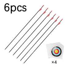 6/10pcs Outdoor Hunting Bow & Arrow Set, 31in(79cm) Shield Feather Red & White Fiberglass Arrows, Includes 15.7*15.7in(40*40cm) 4 Archery Targets - Black - View 10