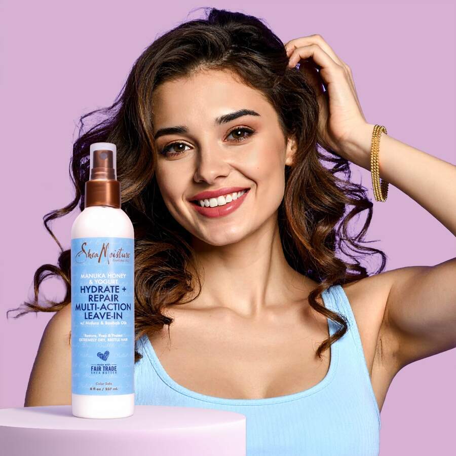 Shea Moisture Tratamiento multiacción sin enjuague hidratante reparador para cabello débil y maltratado nutrición brillo fácil aplicación cuidado capilar resultado profesional restauración profunda - Blanco - Ver 1