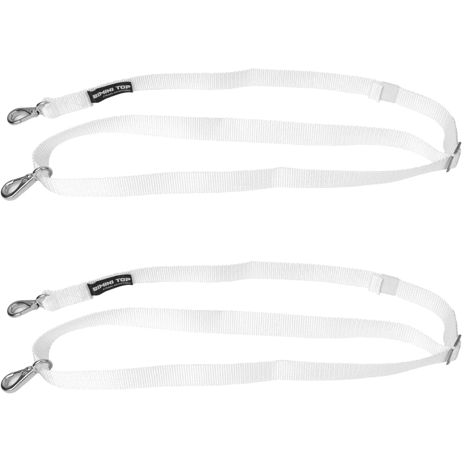 Two Hooks Adjustable Bi Boat Top Straps,23"~60" Marine Awning Webbing Straps, Pack Of 2 - White - View 1