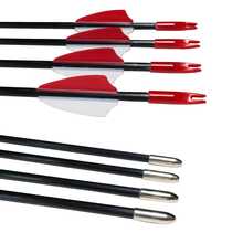 6/10pcs Outdoor Hunting Bow & Arrow Set, 31in(79cm) Shield Feather Red & White Fiberglass Arrows, Includes 15.7*15.7in(40*40cm) 4 Archery Targets - Black - View 3