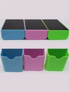 磁性底座笔筒兼收纳盒，轻巧便携，悬挂式设计，经久耐用，防油污，白板笔收纳架，适用于家庭、办公室、白板、冰箱、橱柜、桌面等场所，适合学生和成人使用，多种颜色可选，工作空间整理好帮手，办公用品 - 彩色 - 查看 4