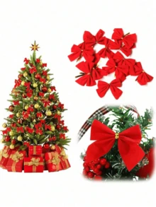 24 piezas Mini decoraciones de lazo navideño para el árbol de Navidad, lazos pequeños de 8 cm para manualidades del árbol de Navidad, decoraciones del hogar, regalos, DIY colgantes, decoraciones navideñas, decoración de invierno, decoración navideña del hogar, regalos de Navidad, decoración navideña