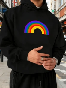 Sudadera con capucha para hombre, resistente y lavable, diseño sencillo, dura años. - Negro - Ver 1