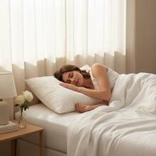 Renewable Fibers Filled Pillow with Breathable Cover– 50x70 cm – 1000g – Suitable for bed, sofa, living room, bedroom, office, decorative pillow. - 白色 - 查看 5