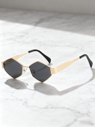 1pc Polygonal Metal Fashion Glasses For Men, Retro Fashion Fashion Glasses For Women, Street Style Decorative Glasses, Suitable For Daily Outings, Street, Running, Hiking, Beach, Driving, Travel, Vacation, Outdoor Activities