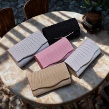 Bolso de mano con lentejuelas elegante - Correa de cadena dorada (uso cruzado/hombro), bordes con ribete metálico | Diseño fruncido, bolso de noche ligero para mujeres | 5 colores | Perfecto para bodas y bailes de graduación