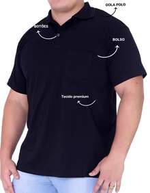 Men's Polo Shirt With Pocket, Basic Casual Summer Style, Regular Fit, Embroidered, Double Button. - màu đen - Xem 5
