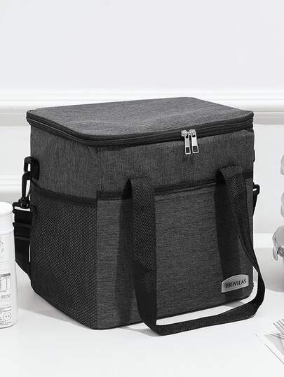 Large Capacity Insulated Lunch Bag, Thick Aluminum Foil Picnic Cooler Bag, Square Thermal Bag, Suitable For Camping, Picnic, Daily Food Insulation