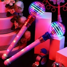 1個 LED 手持旋轉造型燈 LED 閃爍燈 彩色魔杖 旋轉魔球棒 聖誕生日派對用品 隨機顏色 - 彩色 - 查看 3
