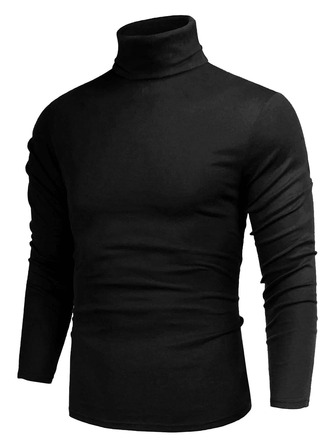Men Solid Turtleneck Tee, Fall