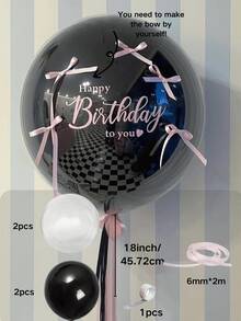 2 sets de ballons en latex rose/blanc/noir de 45 cm avec rubans, nœuds papillon DIY, pour petite amie, décoration d'ambiance pour demande en mariage - Noir - Voir 3
