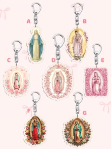 1/7 chiếc Móc khóa Công giáo cổ điển của Đức Mẹ Guadalupe, Móc khóa Đức Mẹ Đồng Trinh Mexico làm phụ kiện, Mặt dây chuyền túi xách, Móc khóa, Trang sức, Quà tặng cho người hâm mộ - Nhiều màu - Xem 9