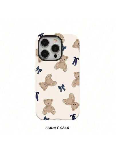 Capa para celular com estampa fofa de urso e borboleta, compatível com iPhone 17 Pro Max, 16 Pro Max, 15 Pro, 13, 11, 12, XS, 8 Plus e 7. Design brilhante 2 em 1. Capa listrada para celular. Capa prática e resistente à água, ideal para uso externo. Compatível com Android e a maioria dos smartphones. Presente perfeito para mães, familiares, amigos e crianças em aniversários e outras ocasiões.