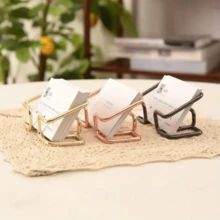 1pc Premium Metal Business Card Holder, Desktop Display Stand, Phone Holder, Office Desk Accessory, Minimalist Design, Transparent, Suitable For Office And Home Organization, Business Card Holder, Cute Metal Card Storage Box, Unisex Office Desk Accessory - Multicolor - View 1