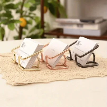 1 pieza Soporte de tarjeta de visita de metal premium, soporte de escritorio, soporte de teléfono, accesorio de escritorio de oficina, diseño minimalista, transparente, adecuado para organización de oficina y hogar, soporte de tarjeta de visita, caja de almacenamiento de tarjetas de metal linda, accesorio de escritorio de oficina unisex