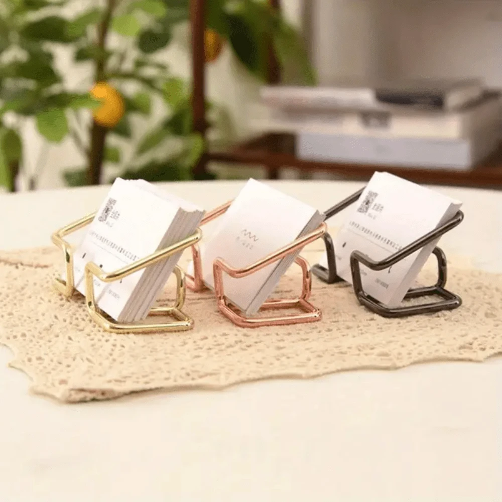 1pc Premium Metal Business Card Holder, Desktop Display Stand, Phone Holder, Office Desk Accessory, Minimalist Design, Transparent, Suitable For Office And Home Organization, Business Card Holder, Cute Metal Card Storage Box, Unisex Office Desk Accessory - Multicolor - View 1