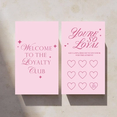 50pcs Beauty Industry Membership Cards, Name Card Size, Full-Color Matte Finish, Modern Design, Bright Pink