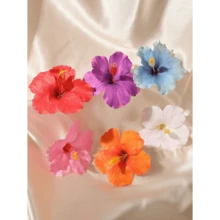 6pcs Hawaiian Flower Hair Clips Women Plumeria Hibiscus Flower Hair Clips Fashion Artificial Flower Hair Clips, Summer Holiday Beach Party Hair Accessories, Bohemian Style Fabric Hair Clips Set, Elegant Women Hair Clips, Summer Women Hair Accessories, Good For Girls Gifts, Valentine's Day Gift Value Set ,Flat Claw Clip, Hair Slide, Hair Claws, School Stuff - 彩色 - 查看 4