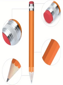 1支13.78英寸巨型铅笔，适用于艺术家、画家、学生，带橡皮擦的大号木质铅笔，新奇的学校和办公用品礼品 - 彩色 - 查看 8