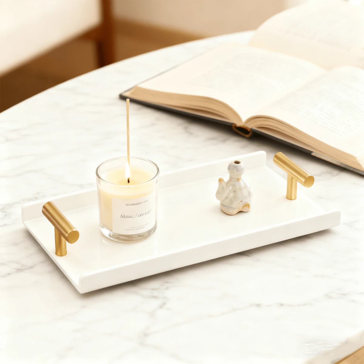 Bathroom Towel Rack, Bathroom Towel Rack Tray, Guest Towel Rack With Golden T-Shaped Handle, Towel Tray, Suitable For Desktops, Kitchen - Multicolor - View 1