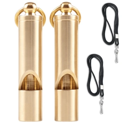 5pcs Loudest Copper Whistles, Emergency Whistles, All-In-One Outdoor Whistles On Keychain, Can Be Hung Around Neck, Portable!