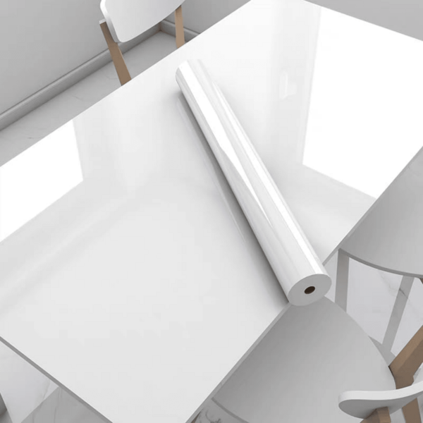 1 Roll Of Self-Adhesive Waterproof White Vinyl Wallpaper, Simple Design, Peel And Stick, Oil-Resistant, Easy To Clean PVC Wall Contact Paper, Suitable For Living Room, Kitchen, Bedroom, Home Office, And Dormitory Furniture Decoration