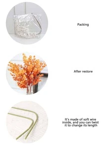 1片/3片装，53.5厘米塑料人造桉树叶，6种颜色可选，适用于家居装饰、婚礼、派对、节日装饰 - 橘色 - 查看 8