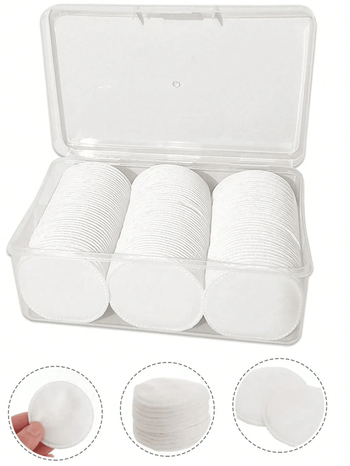 150 miếng bông tẩy trang tái sử dụng, miếng bông tròn làm sạch da mặt, cấu tạo 3 lớp dày dặn, thiết kế đục lỗ, chăm sóc da, tẩy trang, chườm ướt, xịt khoáng, mềm mại và không gây dị ứng, dùng cho mặt và móng tay.