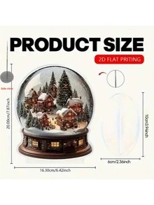 迷人村庄雪花玻璃球亚克力装饰 - 非常适合圣诞节、冬季和感恩节装饰 | 非常适合桌面、客厅、卧室等，圣诞装饰 - 彩色 - 查看 3