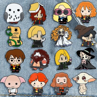 Warner Bros 16 Pcs Creativ Cartoon Anime Brooch Creative Harry Potter Enamel Pin Backpack Clothing Accessories Metal Badge Accessories A Gift For Friends