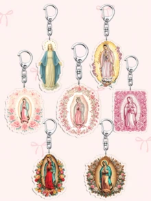 1/7 chiếc Móc khóa Công giáo cổ điển của Đức Mẹ Guadalupe, Móc khóa Đức Mẹ Đồng Trinh Mexico làm phụ kiện, Mặt dây chuyền túi xách, Móc khóa, Trang sức, Quà tặng cho người hâm mộ - Nhiều màu - Xem 16